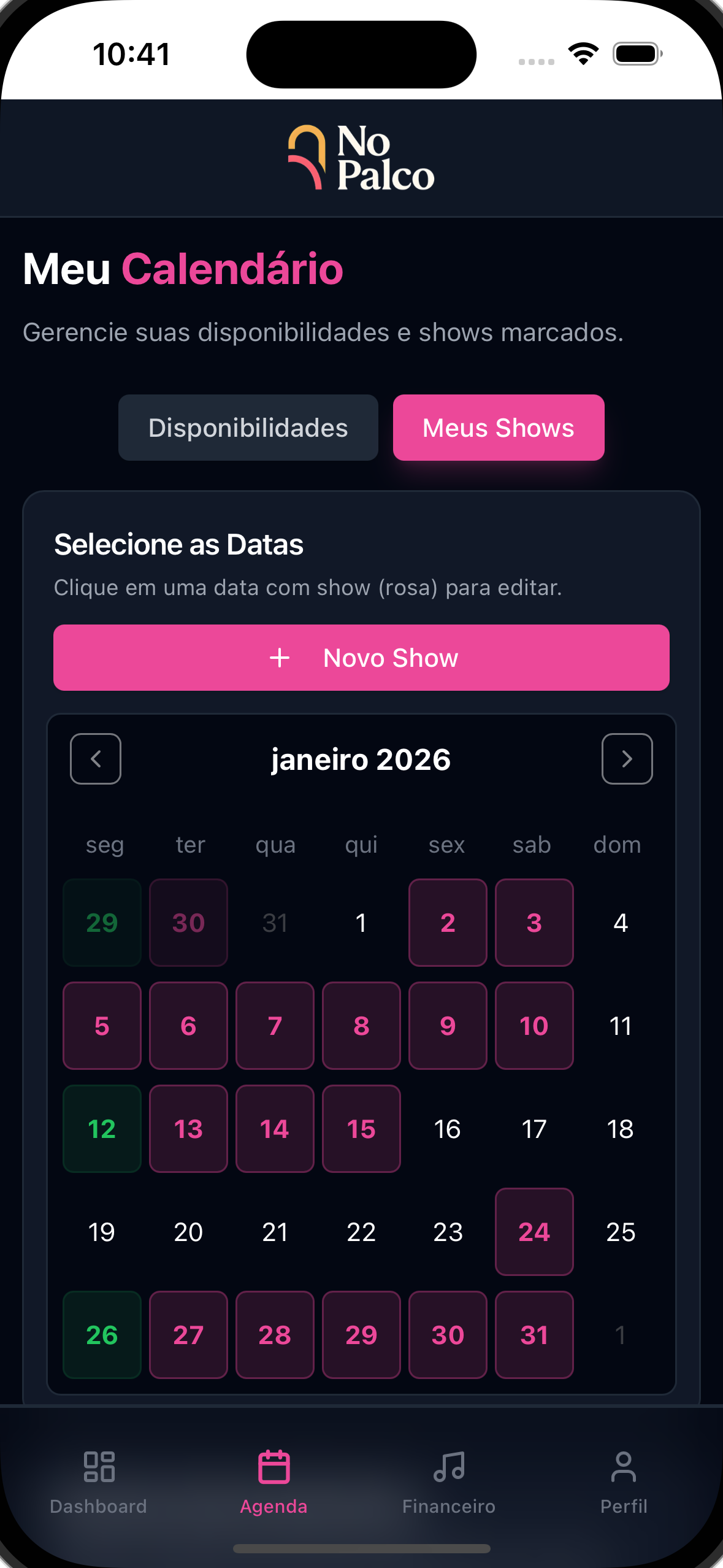 Calendario Shows